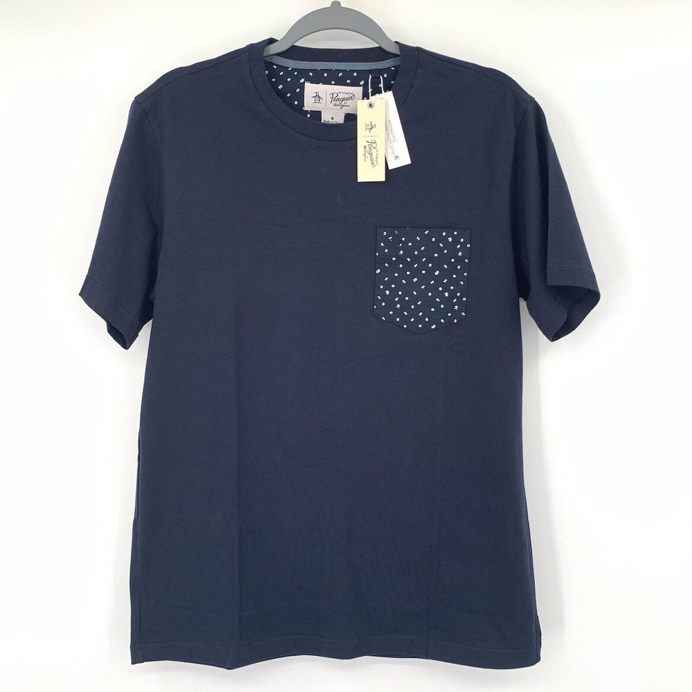 Original Penguin Dark Sapphire Mens Short Sleeve T-Shirt with Pocket Size Medium - Picture 2 of 9